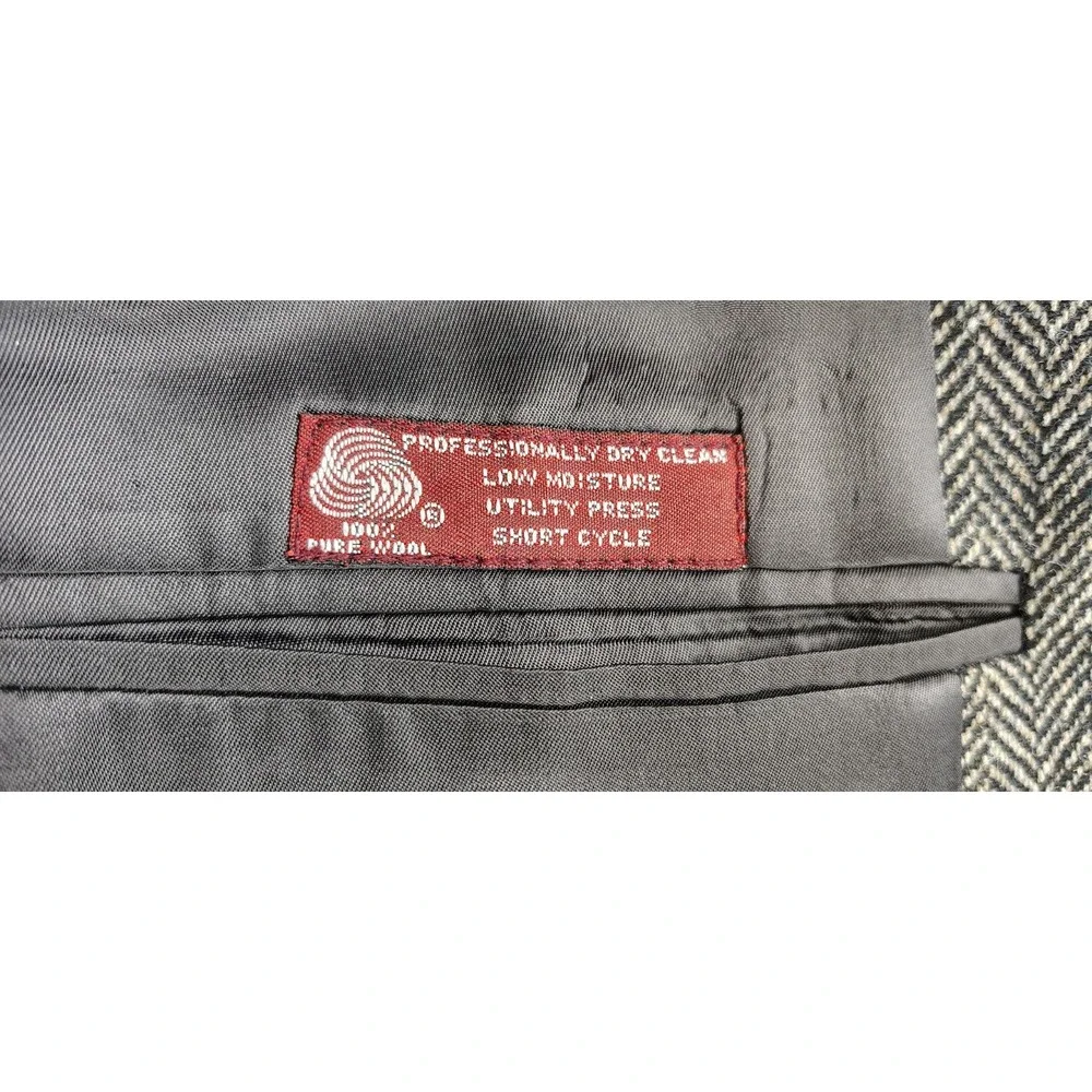 Jos A Bank Herringbone Tweed Wool Blazer USA Union VTG Sport Coat Broken Button*